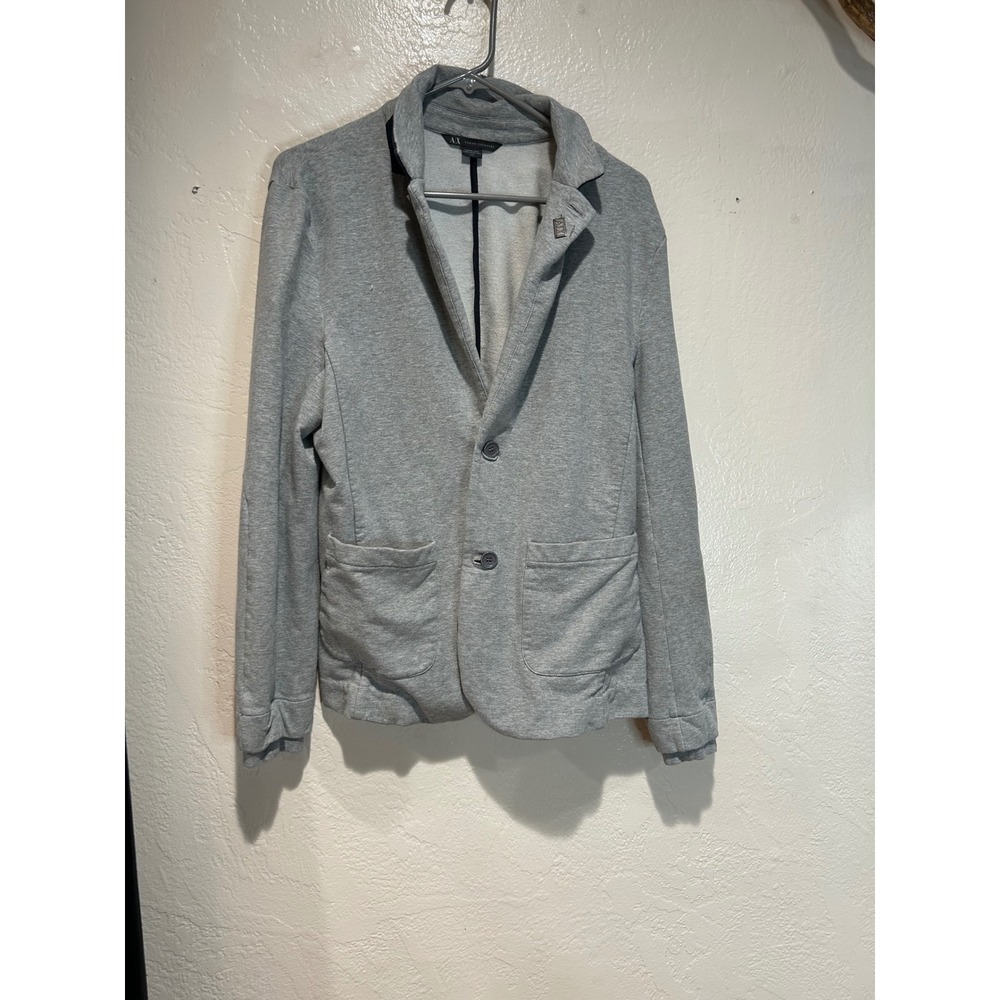 Armani Exchange Womens Heather Gray Knit Cotton Blend Blazer Jacket Size M‎